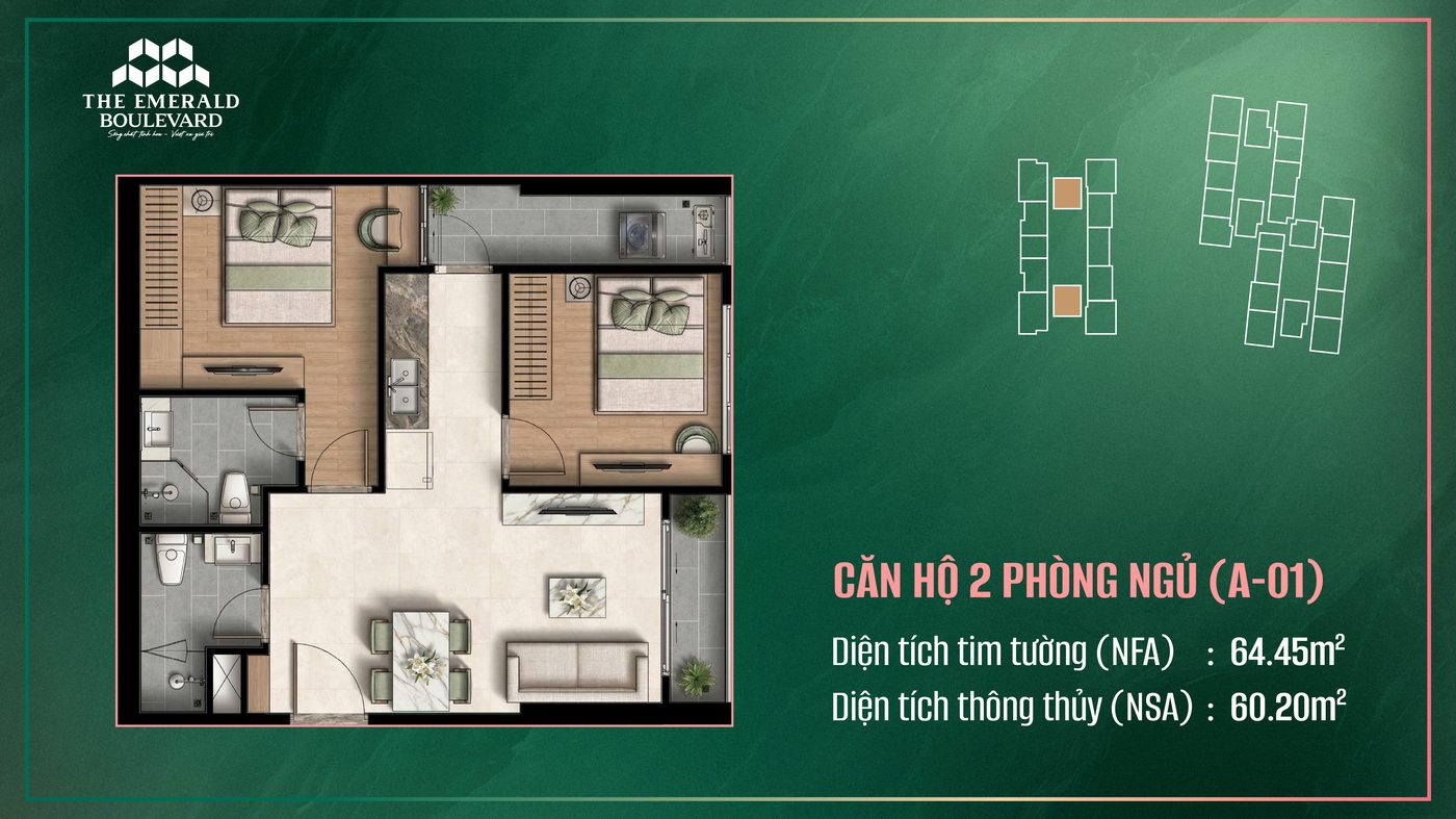 Căn hộ 2PN The Emerald Boulevard
