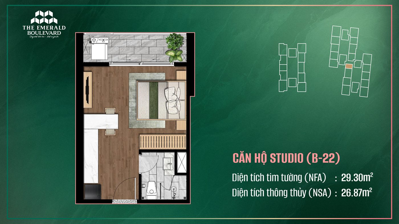 Căn hộ Studio The Emerald Boulevard