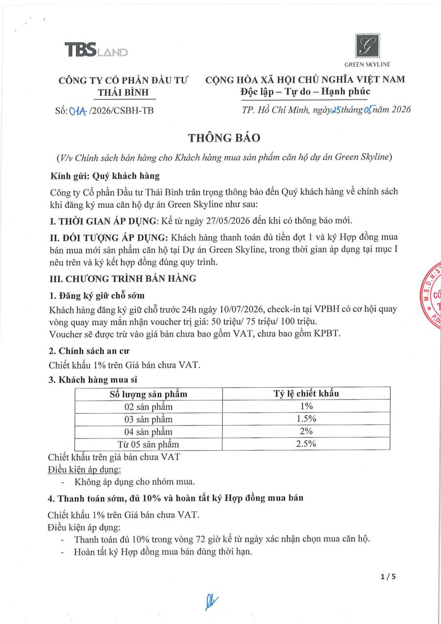 CSBH trang 1 - Thông báo + ưu đãi