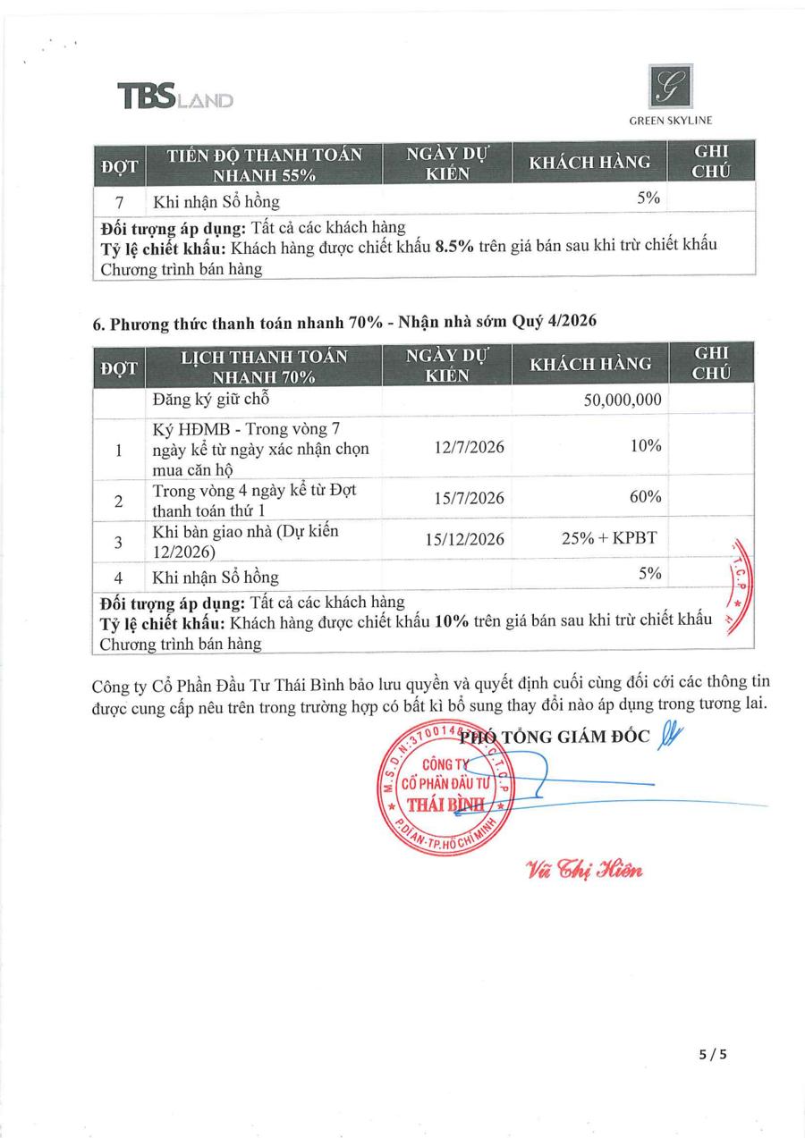 CSBH trang 5 - PTTT nhanh 70% nhận nhà sớm